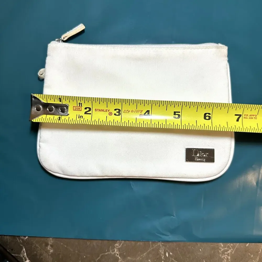 Dior beauty zippered cosmetic bag white